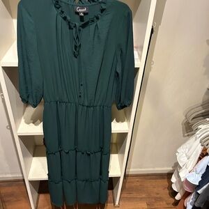 Connected Apparel boho maxi dress green size 10